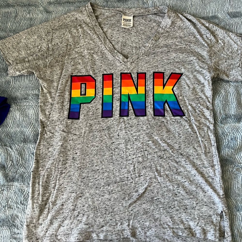 PINK oversized v neck shirt